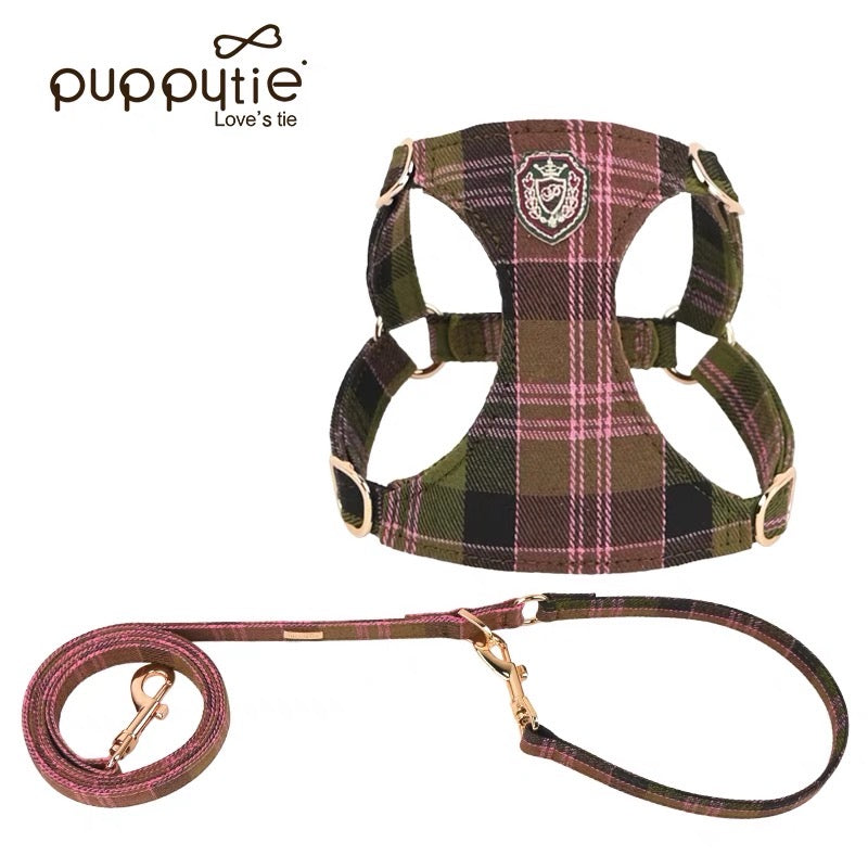 Puppytie チェック柄ドッグハーネス（小型犬＆猫用）– 引っ張り防止ペットベスト（エルゴノミックフィット）|Plaid Dog Harness for Small Dogs & Cats – No-Pull Pet Vest with Ergonomic Fit
