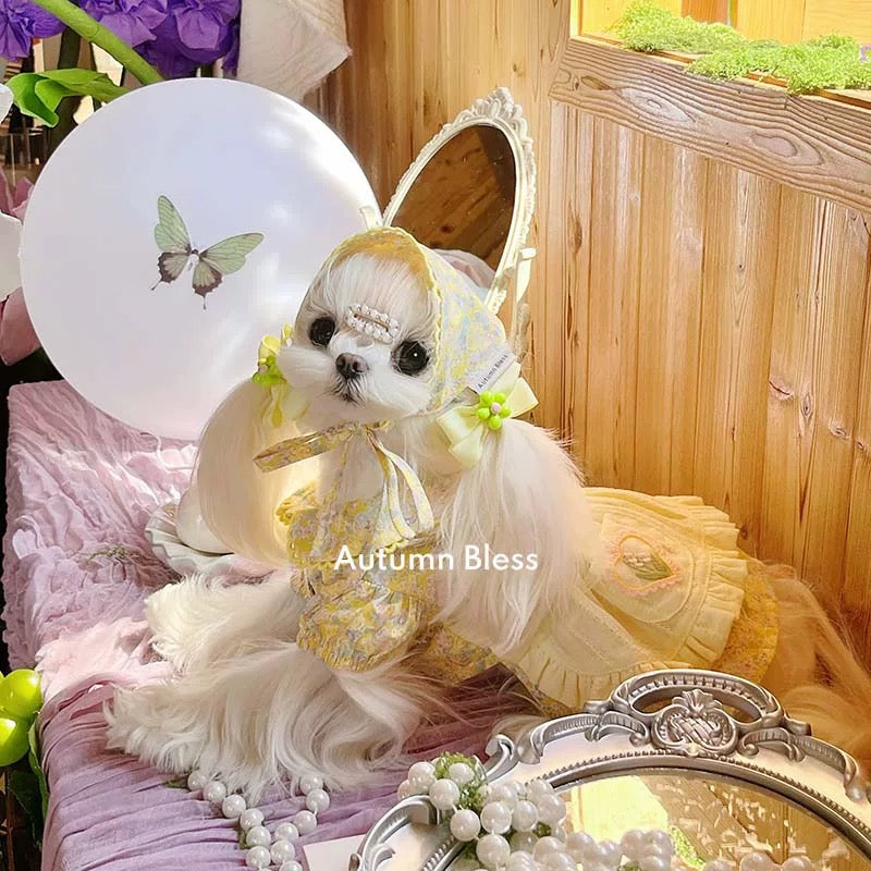 가을 축복 꽃 앞모리 층 드레스 | 꽃 앞모리 층 드레스