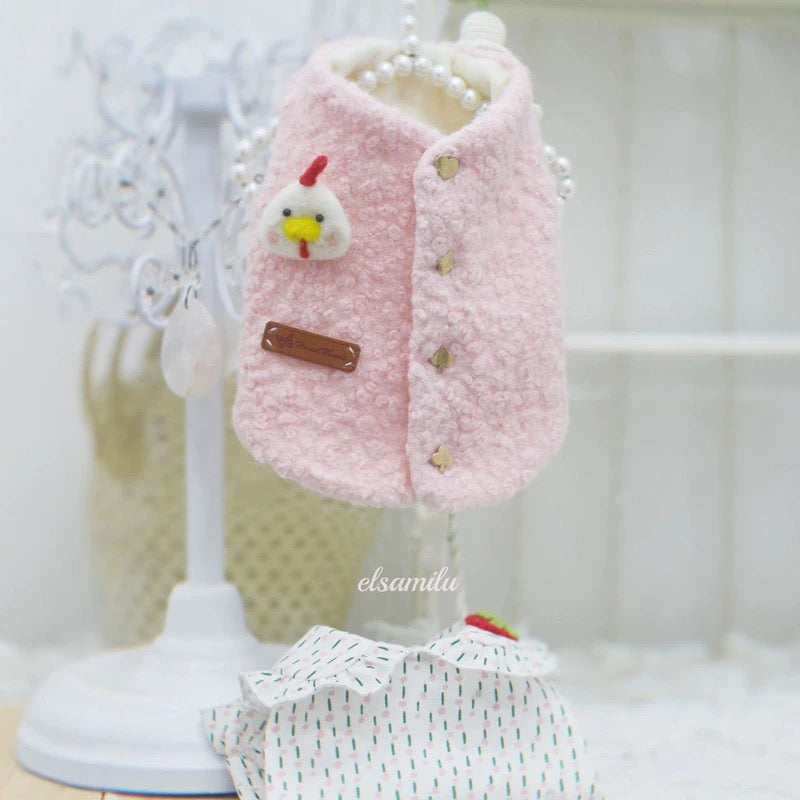 Elsamilu Cozy Chick Vest & Ruffle Shirt Set (Pink)