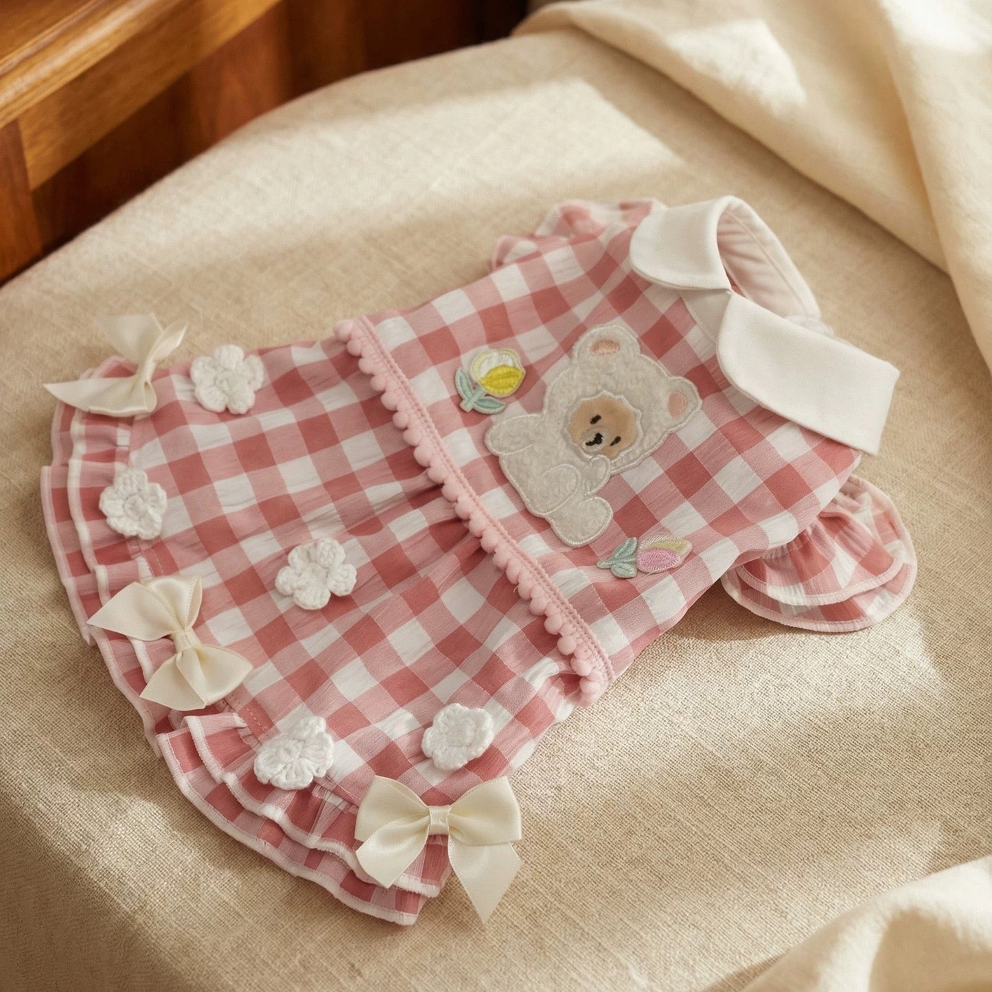 Elsamilu Sweet Bear Gingham Princess Dress