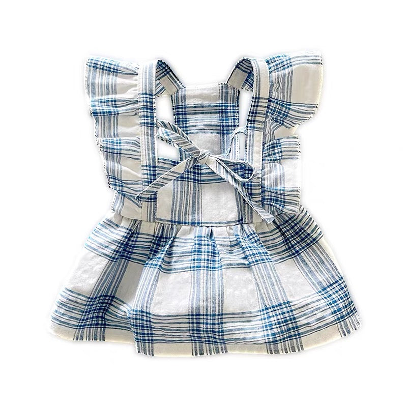 Autumn Bless ヴィンテージチェックフリルワンピース（リボンヘアクリップ付き） | Vintage Check Ribbon Frill Dress with Hair Clip