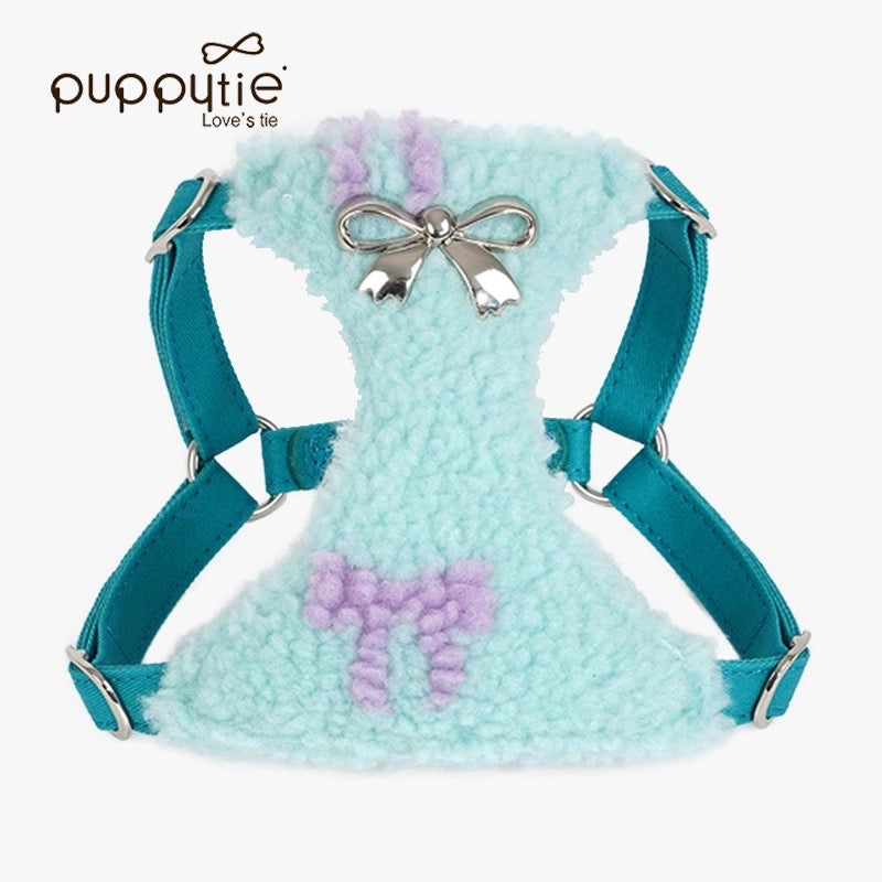 Puppytie 犬用ペットハーネス 冬用裏起毛ベスト型ハーネスリード|Winter Fleece Dog & Cat Harness with Leash – Soft Plush Vest-Style No-Pull Harness for Small Pets