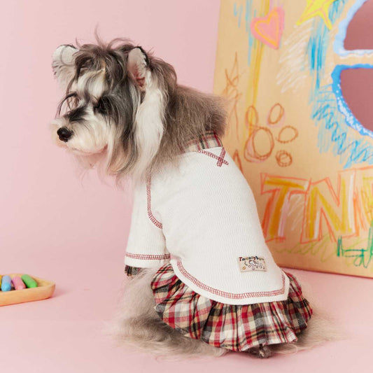 Tawney Bear Layered Look Plaid Dog Dress