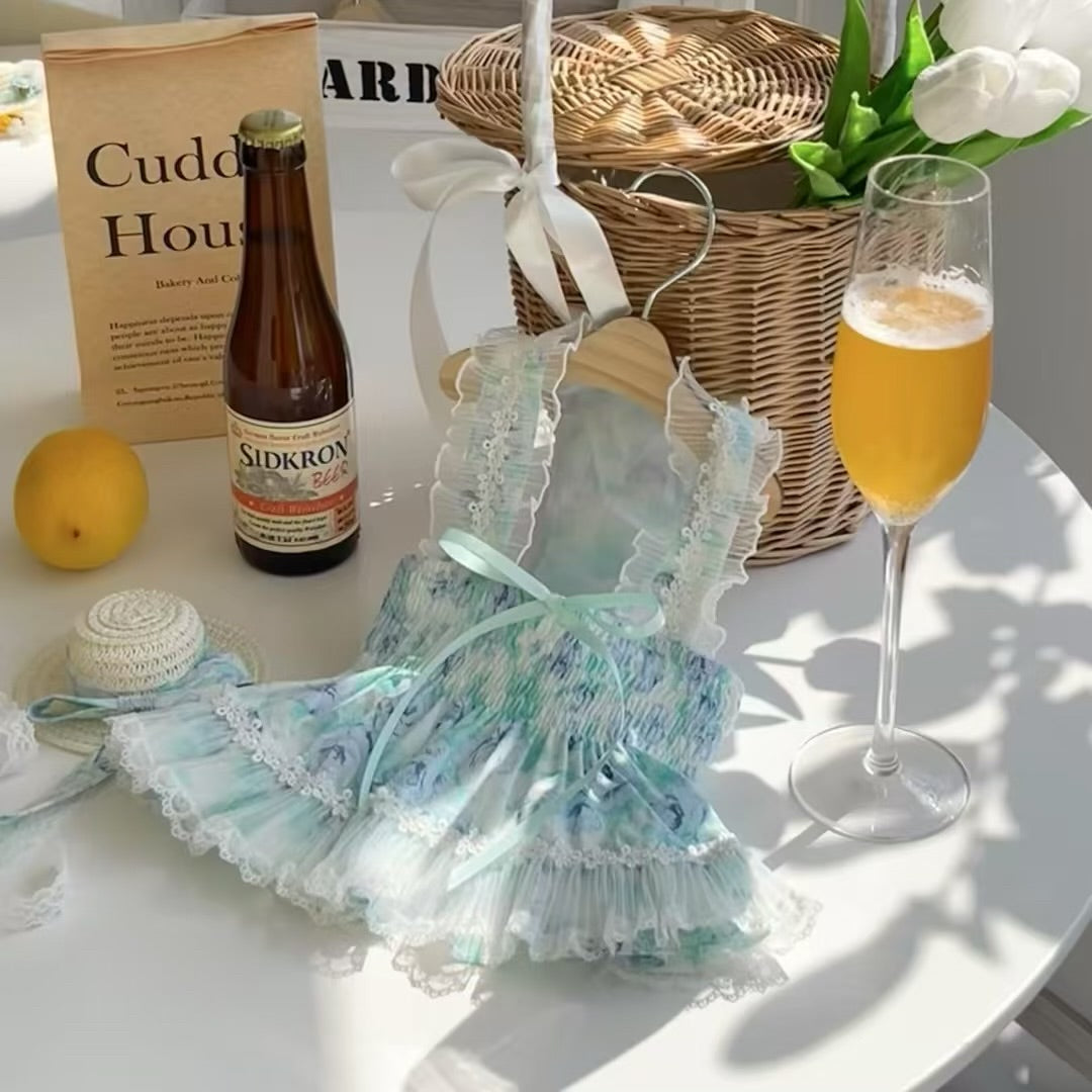 Autumn Bless の花のレースショルダーストラップドレスを祝福します