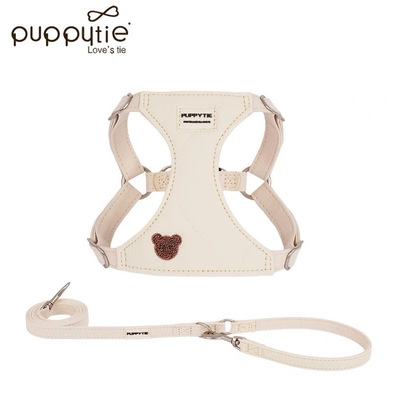 Puppytie Vesty Style Dog Harness-Bichon과 같은 작은 개를위한 사랑스러운 가슴 하네스 및 가죽 끈, 산책 및 외출에 적합합니다.