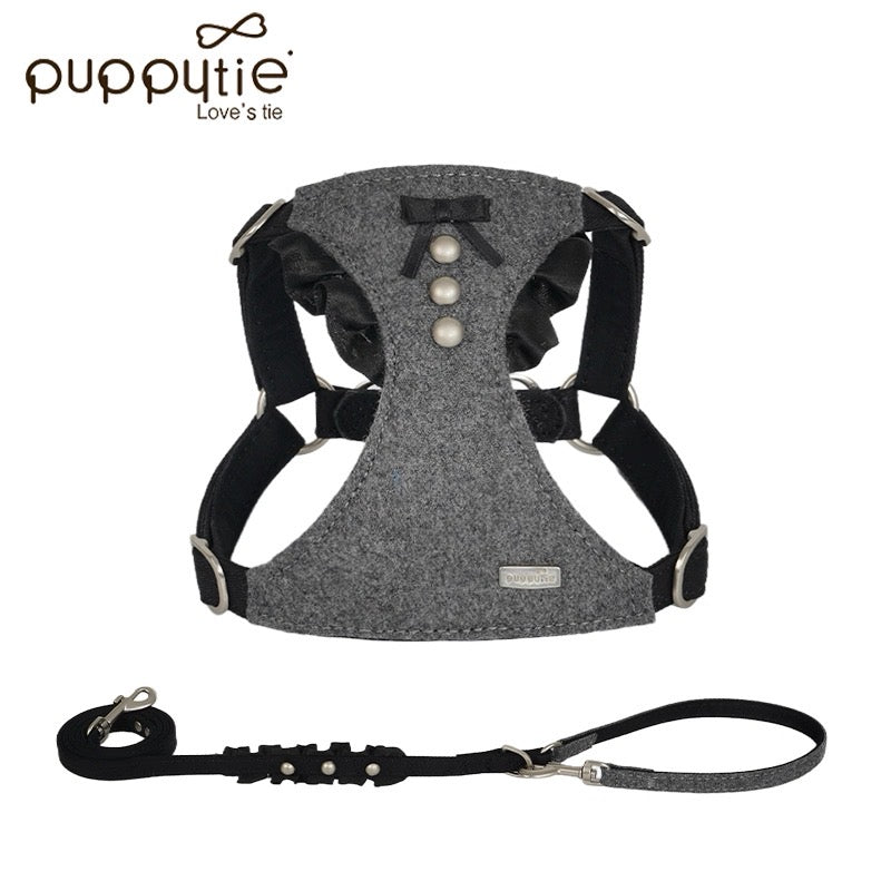 Puppytieトレンディリボン犬猫用ハーネスベスト – 小型犬・猫用 軽量ノープル胸当てハーネス＆リードセット| Trendy Bow Dog & Cat Harness Vest – Lightweight No-Pull Pet Chest Harness & Leash Set for Small Dogs and Cats