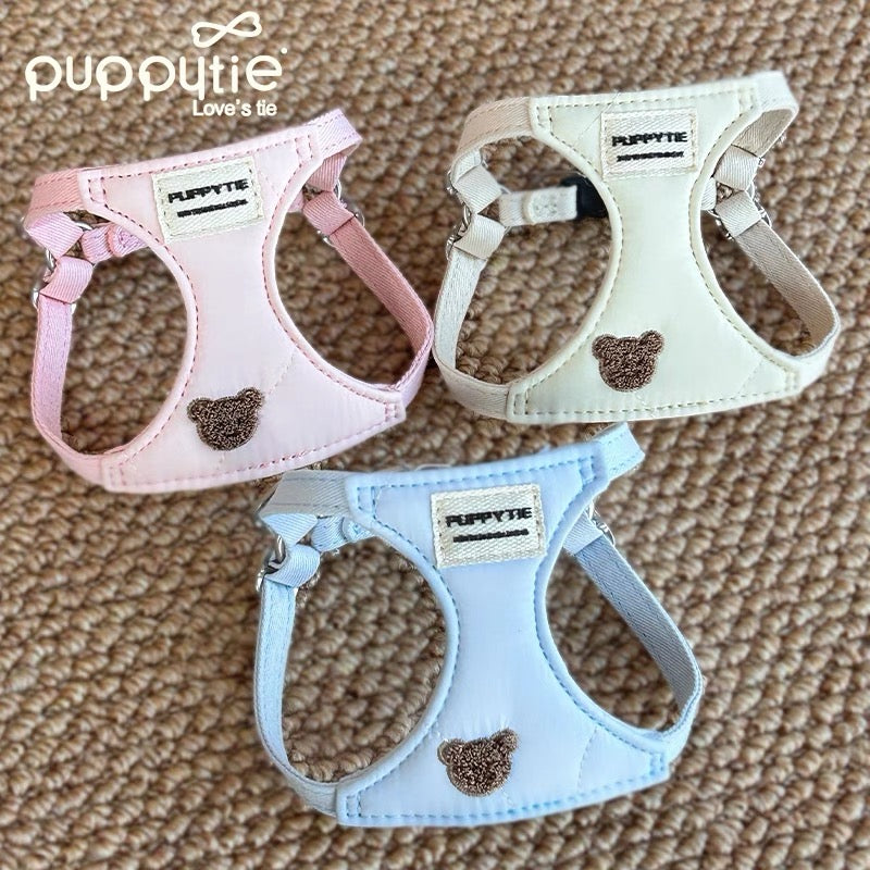 Puppytie Vesty Style Dog Harness-Bichon과 같은 작은 개를위한 사랑스러운 가슴 하네스 및 가죽 끈, 산책 및 외출에 적합합니다.