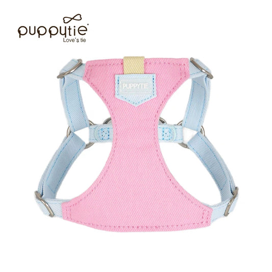 Puppytie マカロンキャンディシリーズ ペット用リード＆ハーネスセット – 小型犬・猫用の可愛いデニム風ベスト型胸当て、散歩に最適|  Macaron Candy Series Pet Leash & Harness Set – Cute Denim Vest-Style Chest Harness for Small Dogs and Cats, Perfect for Daily Walks