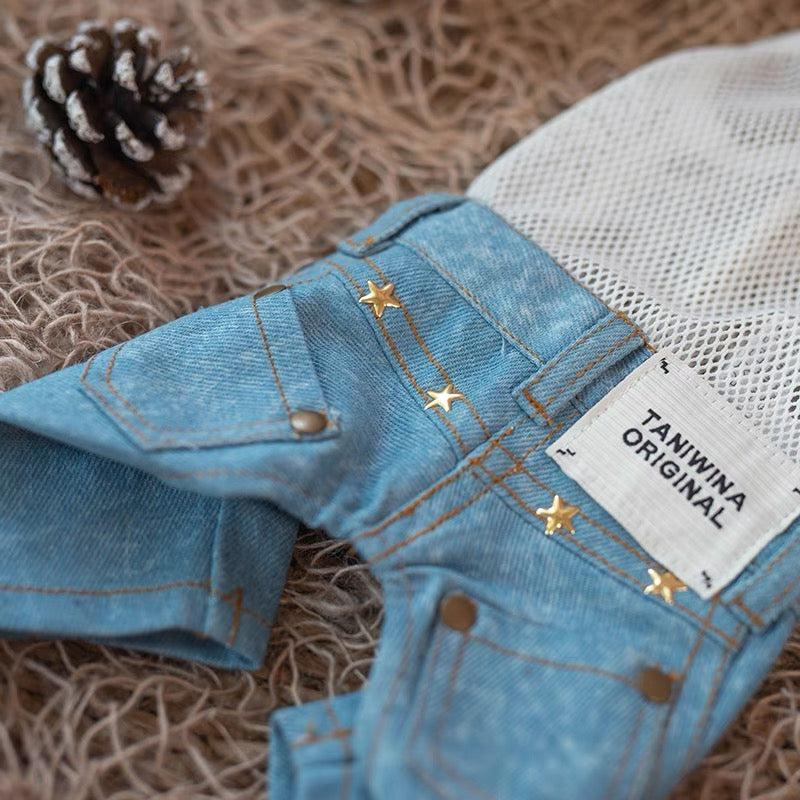 작은 개를위한 Taniwina Pet Denim 전체 점프 수트