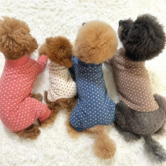 Taniwina Pawfect Polka Dot Jumpsuit -Soft All -Season Pet Pajamas