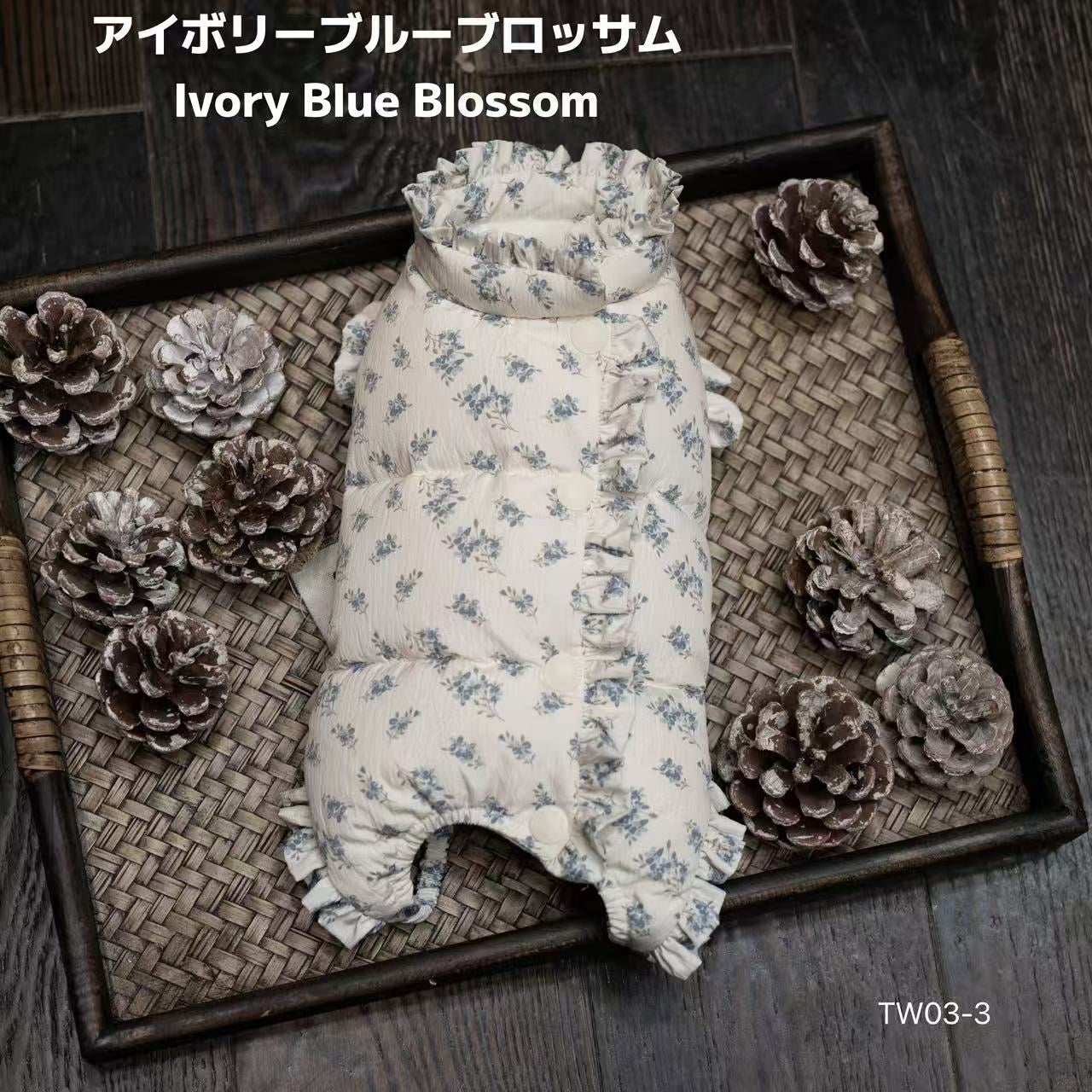 TaniWina Floral Frill Hanging-Leg Down Jumpsuit with 3-Way Neck Warmer – Girls Edition