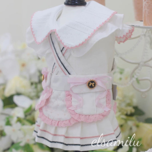 Elsamilu インナー付きプリーツワンピース | Pleated Dress with Inner Set (White Color)
