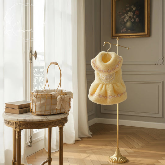 Elsamilu Romantic Yellow Fur Dress