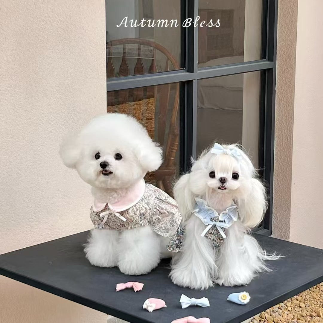 Autumn Bless フローラルドレス ＆ ヘアアクセサリーセット | Floral Dress & Hair Accessory Set