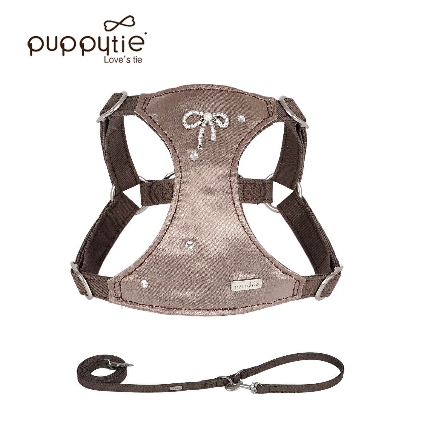 Puppytie猫・犬用ベスト型ハーネス（リボン付き） – お出かけ用ペットリード、首に負担をかけないタイプ| Bowknot Vest-Style Harness for Cats & Dogs – Pet Leash for Outings, No Pull on Neck