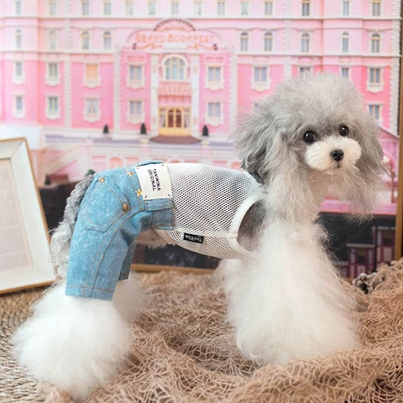작은 개를위한 Taniwina Pet Denim 전체 점프 수트