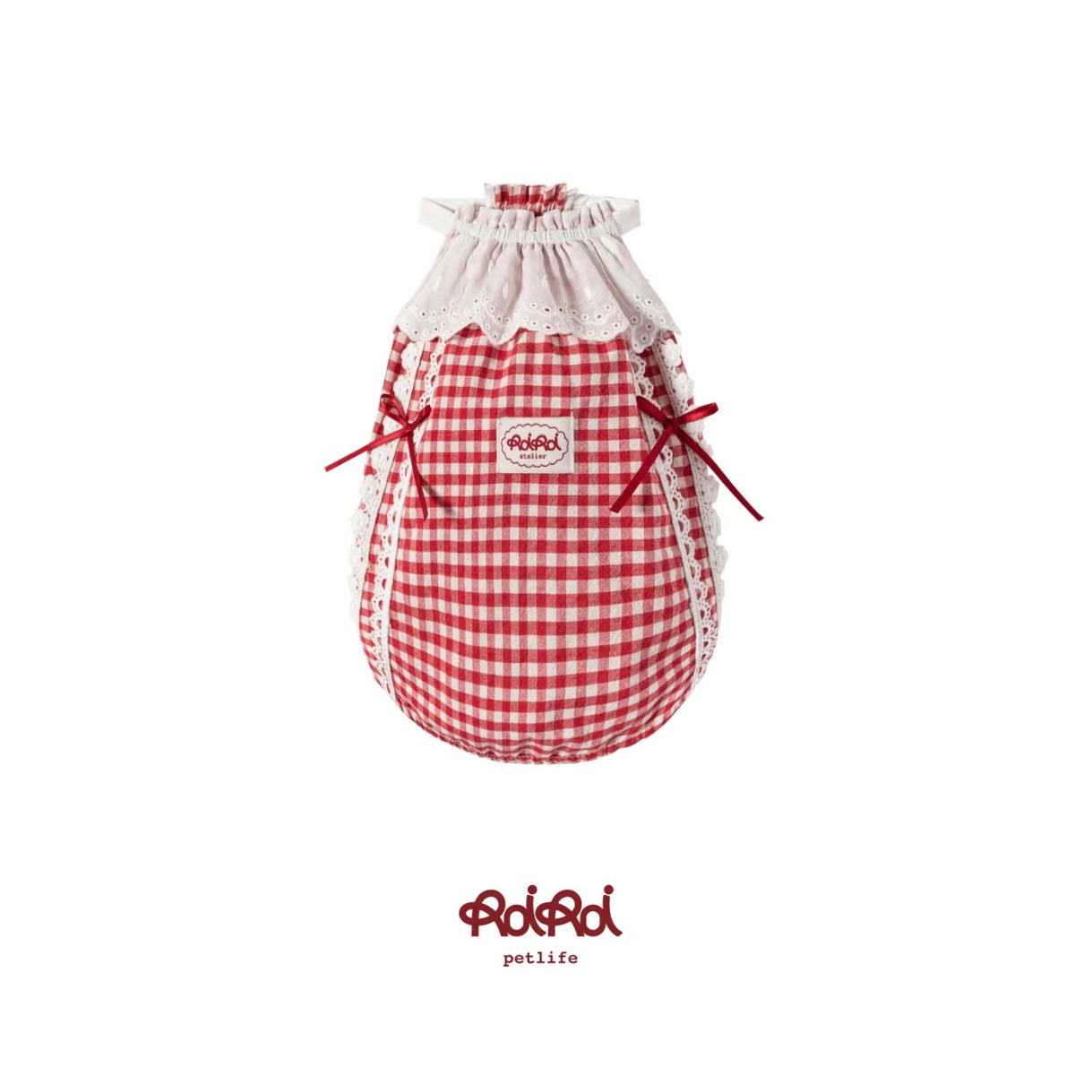 RoiRoi Red Gingham Lace Story Pet Dress