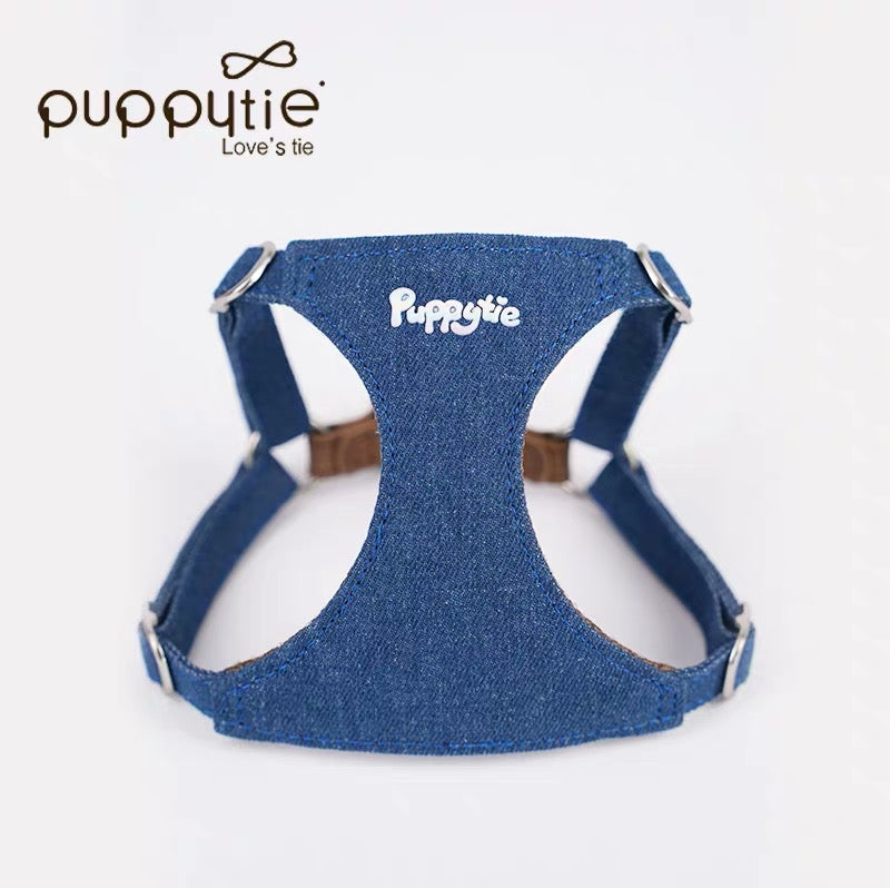 Puppytieデニムペットハーネス（猫＆小型犬用）– 簡単着用・軽量・スタイリッシュ|  Denim Pet Harness for Cats & Small Dogs – Quick Wear, Lightweight & Stylish | Puppytie