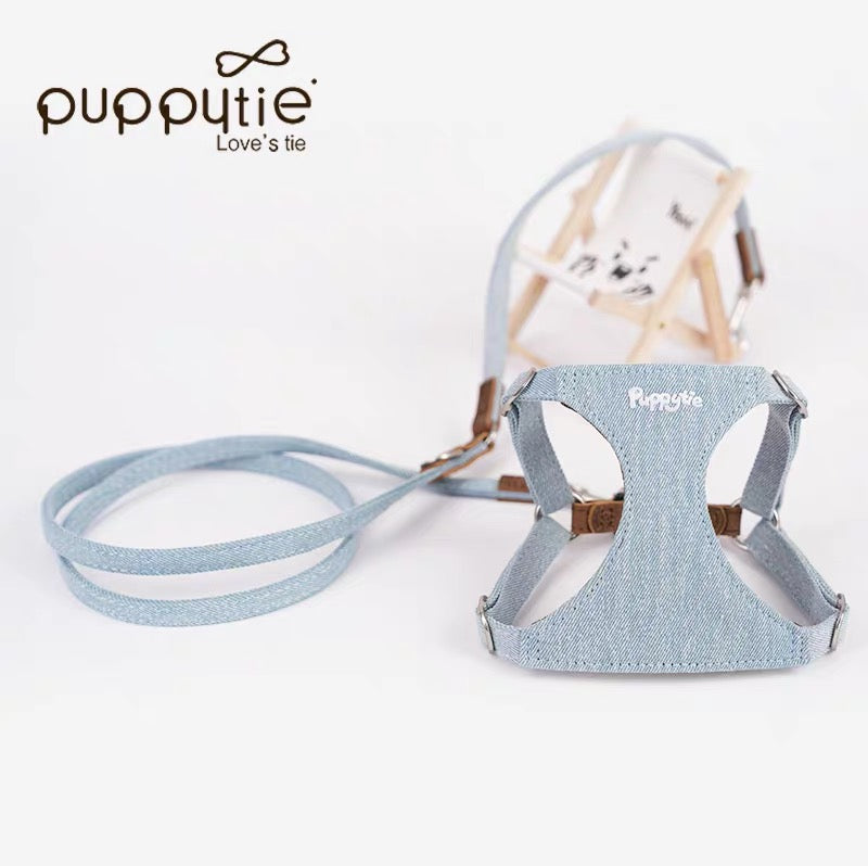Puppytieデニムペットハーネス（猫＆小型犬用）– 簡単着用・軽量・スタイリッシュ|  Denim Pet Harness for Cats & Small Dogs – Quick Wear, Lightweight & Stylish | Puppytie