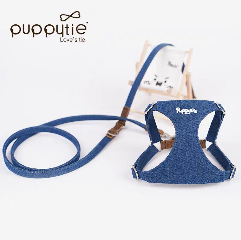 Puppytieデニムペットハーネス（猫＆小型犬用）– 簡単着用・軽量・スタイリッシュ|  Denim Pet Harness for Cats & Small Dogs – Quick Wear, Lightweight & Stylish | Puppytie