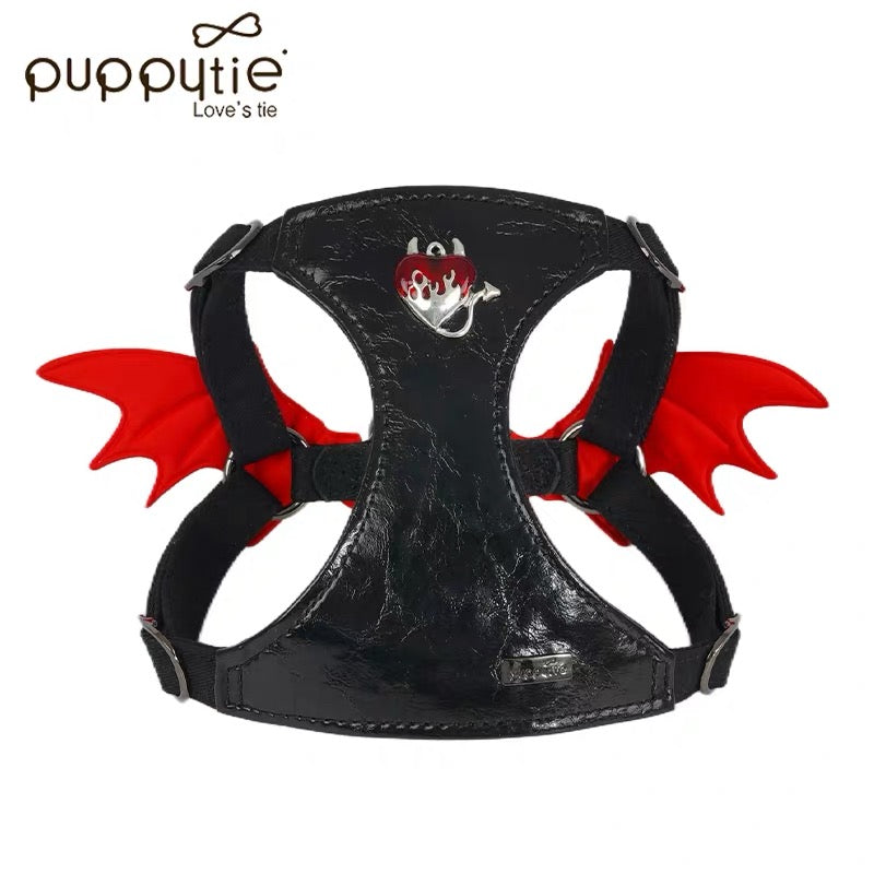 Puppytieリトルデビルペットハーネス（翼付き）– 軽量でスタイリッシュな小型犬＆猫用チェストハーネス| Little Devil Pet Harness with Wings – Lightweight & Stylish Chest Harness for Small Dogs & Cats