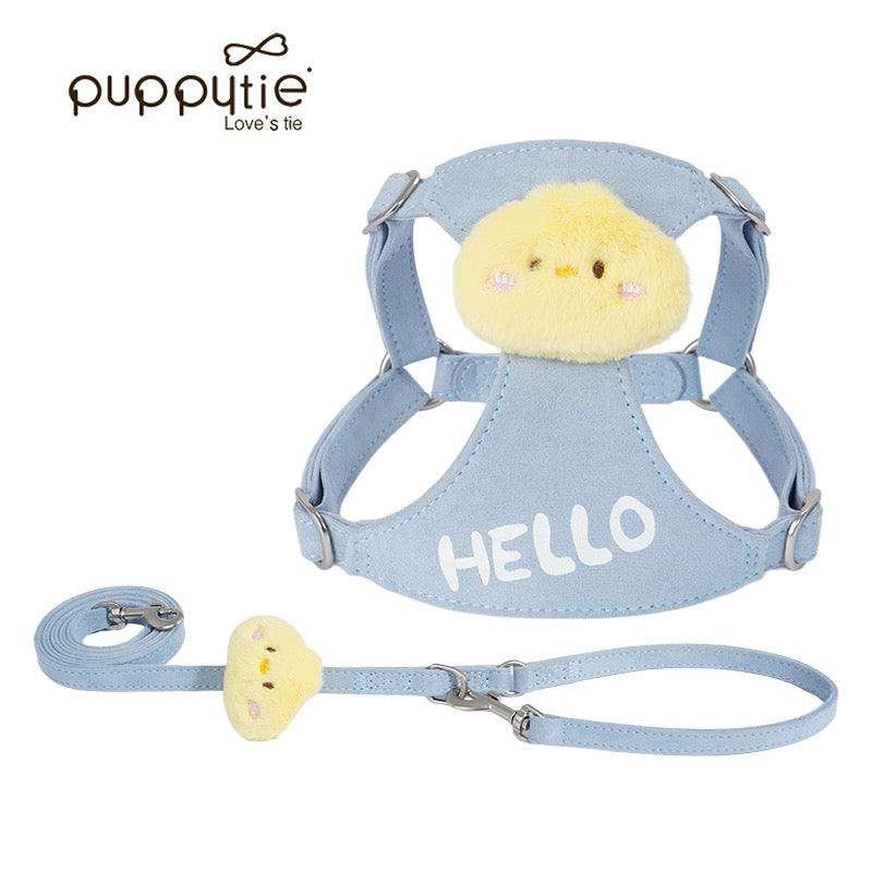 Puppytie HELLOスエードドッグ＆キャットハーネス – 可愛いプリント付きソフトプラッシュペットベスト| HELLO Suede Dog & Cat Harness – Soft Plush Pet Vest with Cute Print