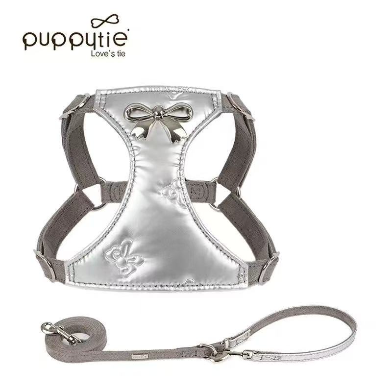 Puppytie Summer Dog Harness and Leash Set - Adjustable Pet Walking Gear for Outdoor Safety