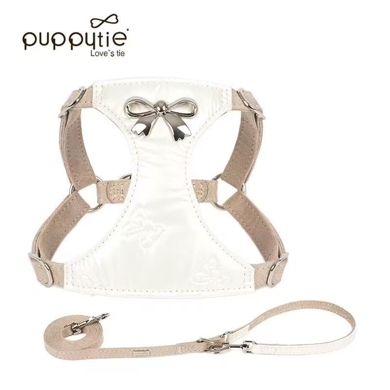 Puppytie Summer Dog Harness and Leash Set - Adjustable Pet Walking Gear for Outdoor Safety
