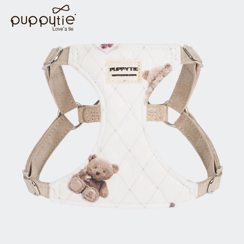 Puppytie テディベアコージーペットハーネス（猫＆小型犬用）| 可愛い冬用あったかベスト|Teddy Bear Cozy Pet Harness for Cats & Small Dogs | Cute Winter Warm Vest