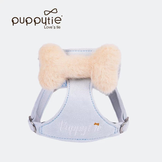 Puppytie プラッシュボーンドッグ＆キャットハーネス – ソフトツイル生地使用、刺繍ロゴ入り|Plush Bone Dog & Cat Harness – Soft Twill Fabric, Embroidered Logo