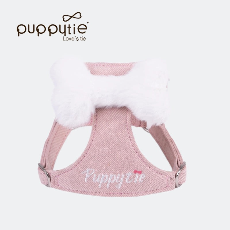 Puppytie プラッシュボーンドッグ＆キャットハーネス – ソフトツイル生地使用、刺繍ロゴ入り|Plush Bone Dog & Cat Harness – Soft Twill Fabric, Embroidered Logo
