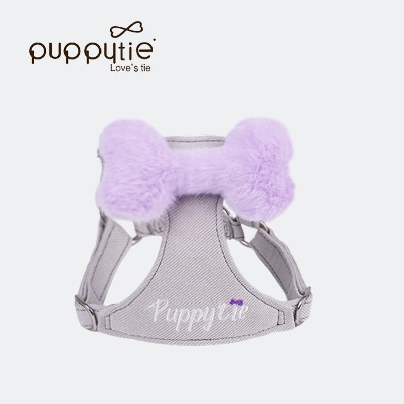 Puppytie プラッシュボーンドッグ＆キャットハーネス – ソフトツイル生地使用、刺繍ロゴ入り|Plush Bone Dog & Cat Harness – Soft Twill Fabric, Embroidered Logo