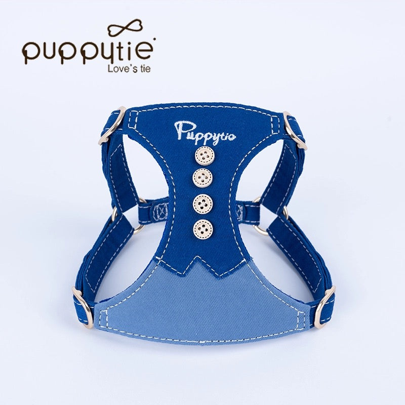 Puppytieノーティカルエクスプローラーツートーンペットハーネス | プレミアムコットン使用 | 猫＆小型犬用 |Puppytie Nautical Explorer Two-Tone Pet Harness | Premium Cotton | For Cats & Small Dogs