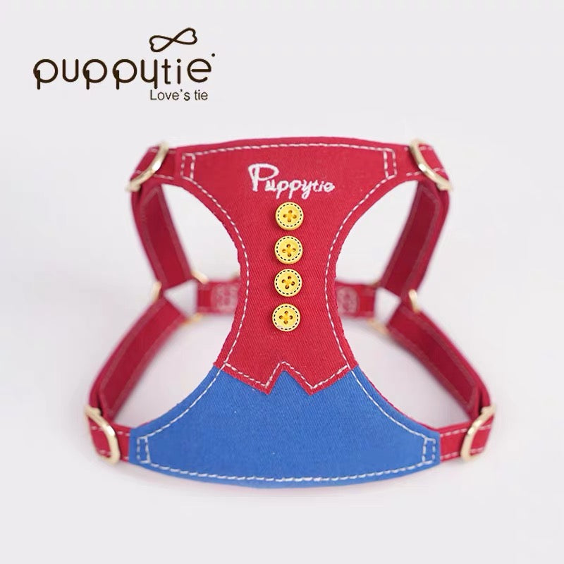 Puppytieノーティカルエクスプローラーツートーンペットハーネス | プレミアムコットン使用 | 猫＆小型犬用 |Puppytie Nautical Explorer Two-Tone Pet Harness | Premium Cotton | For Cats & Small Dogs
