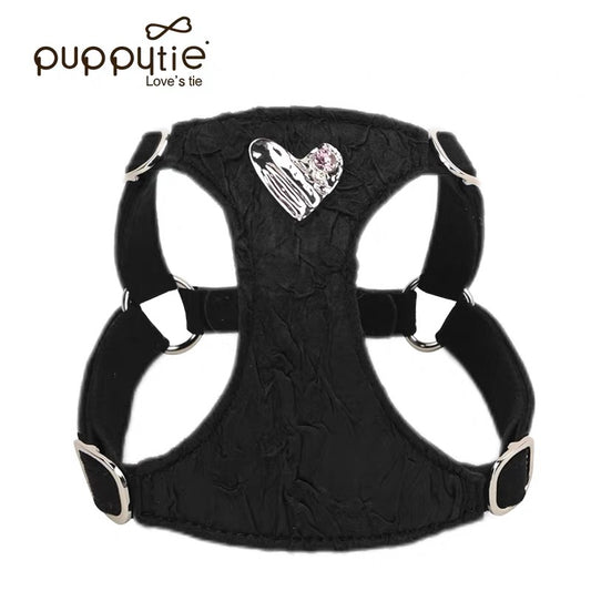 Puppytie エレガントハートペットハーネス（猫＆小型犬用）| 柔らかく通気性があり、ラグジュアリーなデザイン|  Elegant Heart Pet Harness for Cats & Small Dogs | Soft, Breathable & Luxurious Design