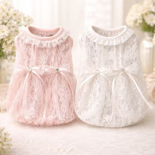 TaniWina Lace Flower Ribbon Dress (2 Colors)