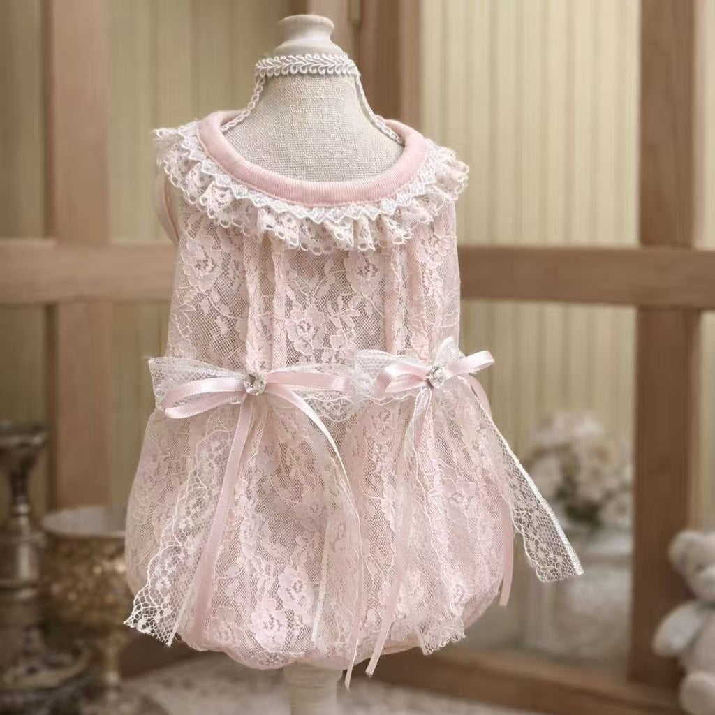 TaniWina Lace Flower Ribbon Dress (2 Colors)
