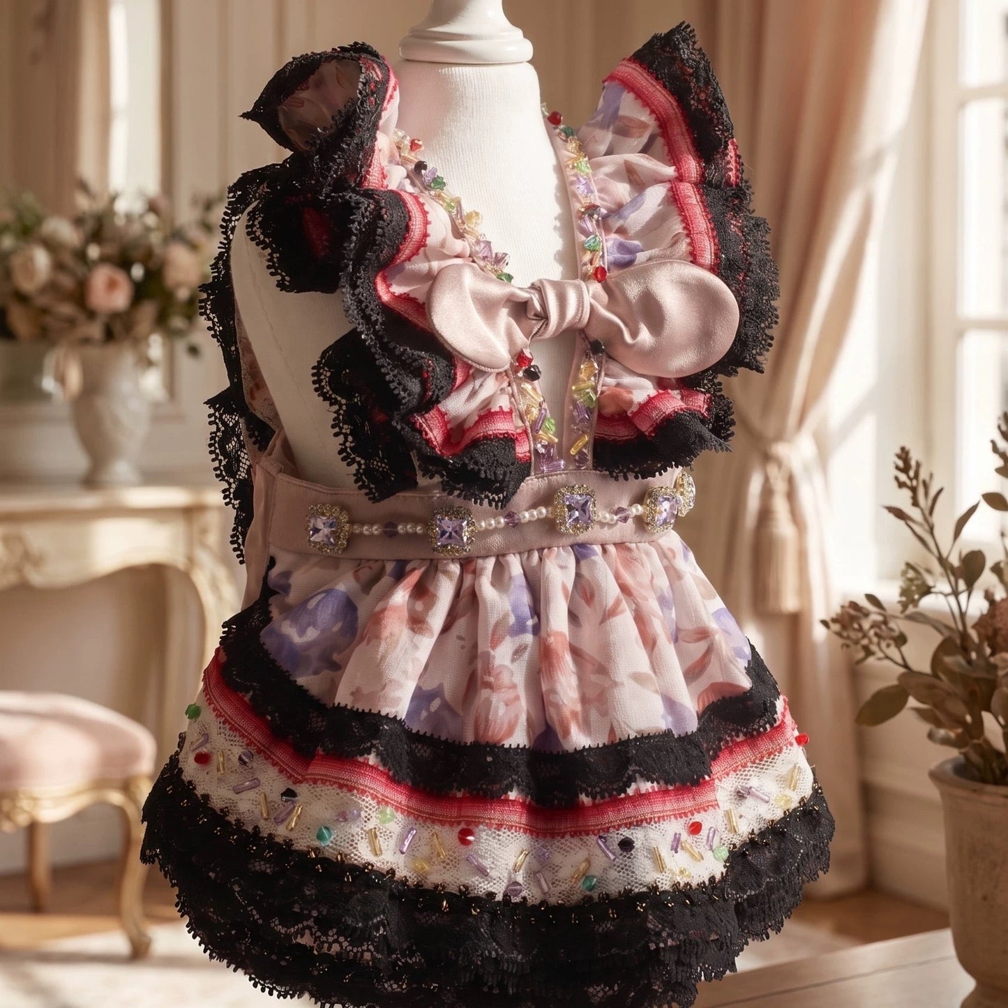 Elsamilu Flower Garden Lace Dog Dress – Purple