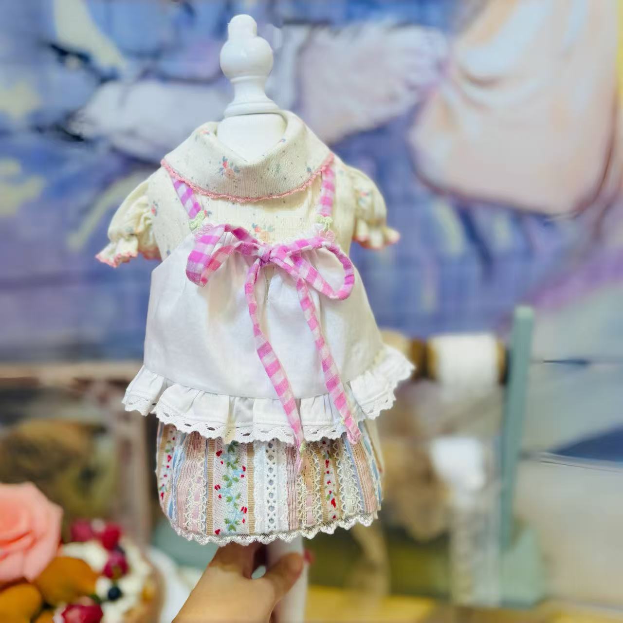 Elsamilu Gingham Ribbon Layered Look Dress