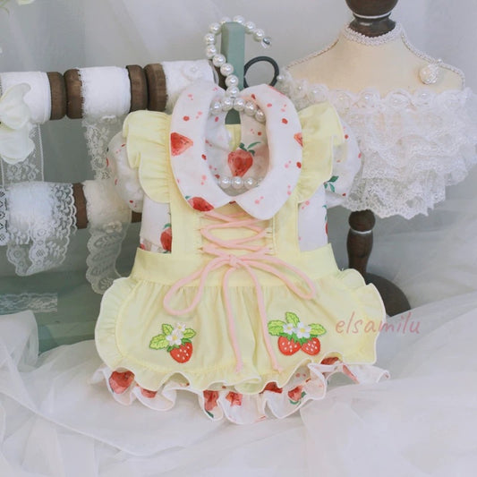 Elsamilu Sweet Strawberry Lace-Up Dress
