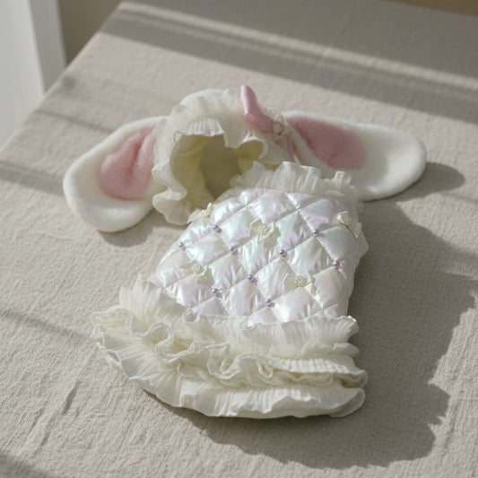 Elsamilu Pearl Bow Quilted Winter Dress