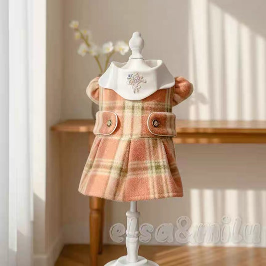 Elsamilu Plaid Elegance Wool Pet Dress