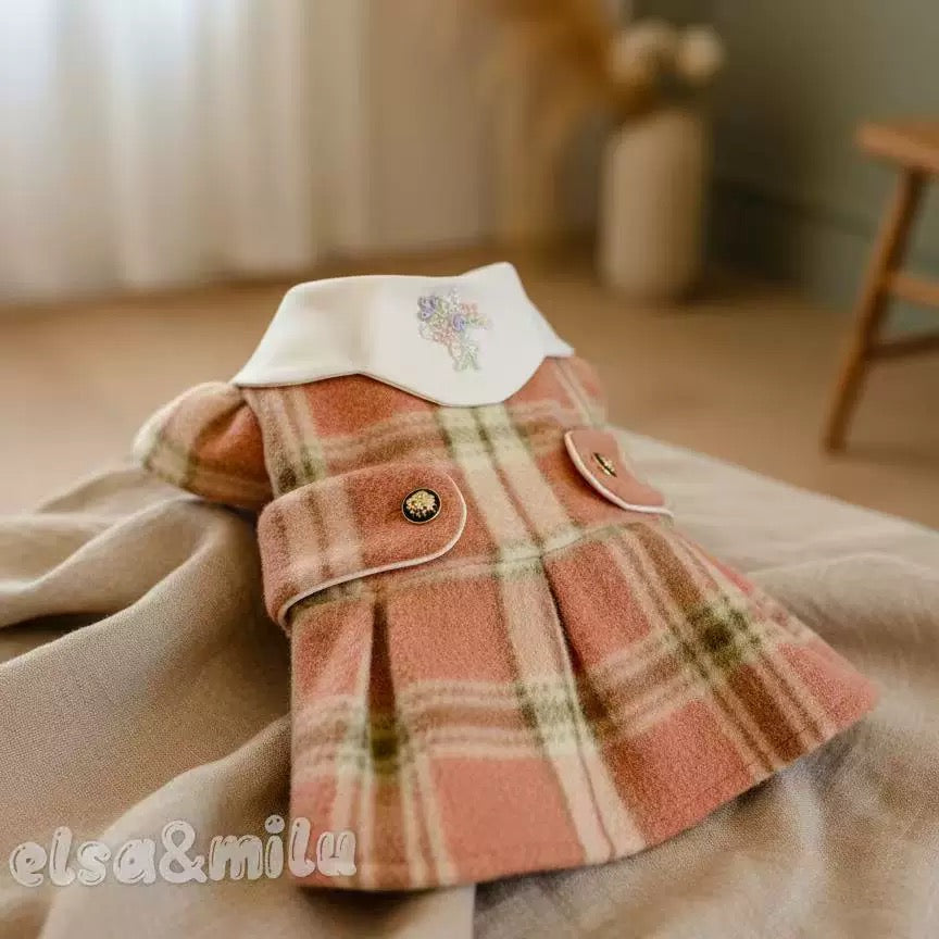 Elsamilu Plaid Elegance Wool Pet Dress