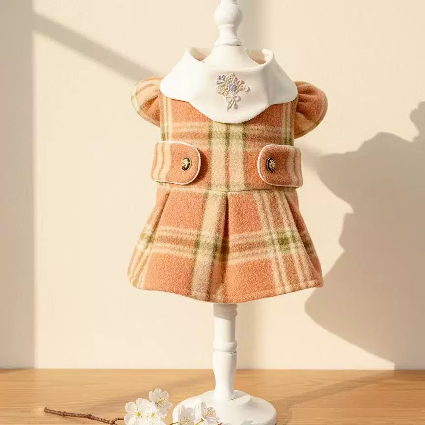 Elsamilu Plaid Elegance Wool Pet Dress